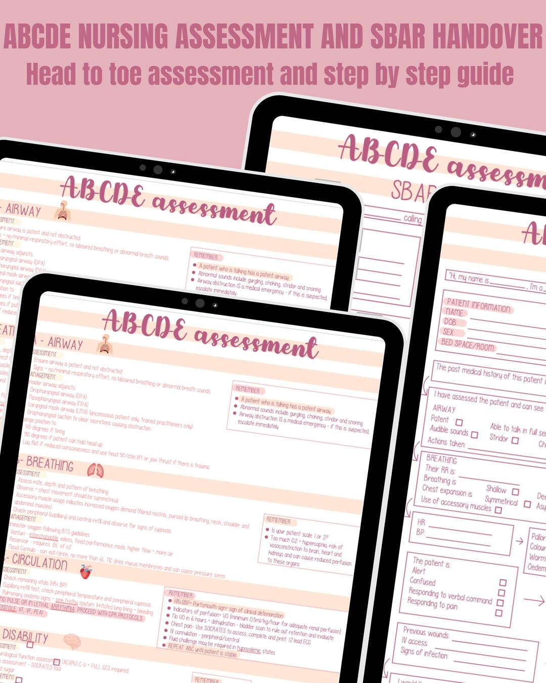 Nursing Assessment Template and Guide / ABCDE Assessment / Clinical ...