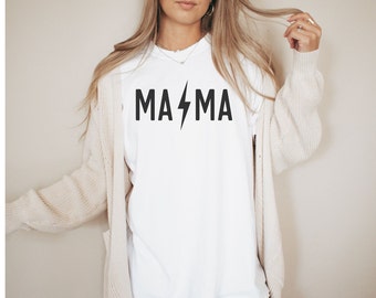 Mama Short Sleeve Tee, Mama Lightening Bolt T-Shirt, Mom Shirt With Lightening Bolt, Cute Mother's Day Gift, Mama Tee, Gift For Moms