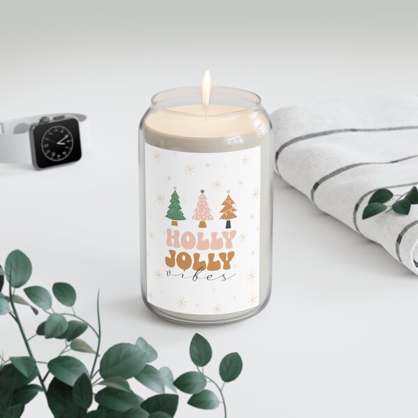 Holly Jolly Vibes Weihnachtskerze, handgefertigte Duftkerze aus Sojawachs, Perfektes Weihnachtsgeschenk, Kerzen, Geschenk, Weihnachtsgeschenk