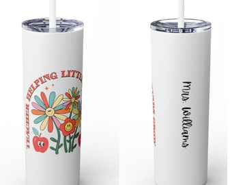 Personalized Teacher Helping Little Minds Grow 20 oz Matte Tumbler With Straw, Custom Tumbler With Lid and Straw,
