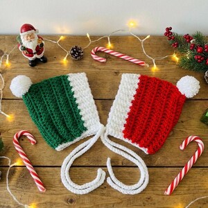 Crochet Christmas Pixie Bonnet: Baby First Christmas Outfit, Santa Hat