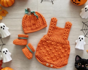 Crochet Pumpkin Outfit: Newborn Halloween Costume, Photo Prop