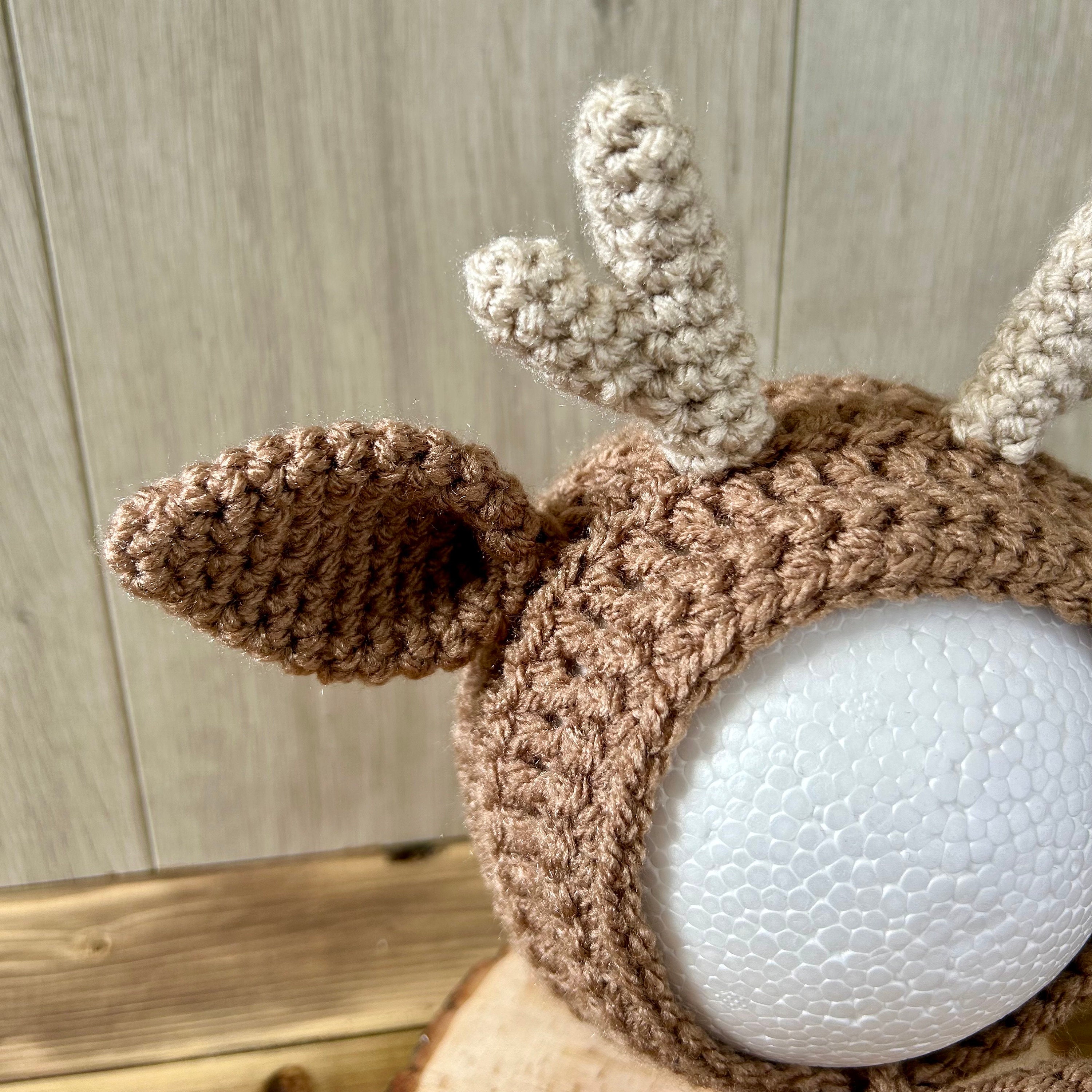 Crochet Deer Bonnet: Handmade Woodland Animal Reindeer Hat - Etsy
