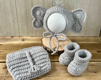 Baby Elephant Outfit, Safari Animal, Newborn Photography, Cake Smash Outfit, Gift For New Parents, Baby Shower, Crochet, Handmade