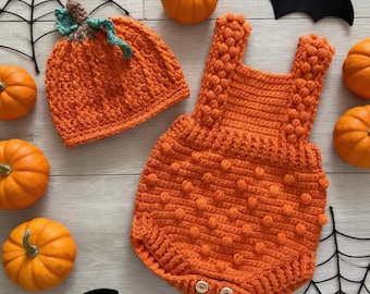 Crochet Pumpkin Outfit: Newborn Halloween Costume, Photo Prop