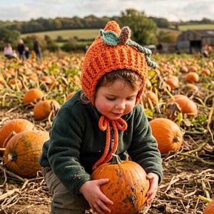 Crochet Pixie Pumpkin Bonnet: Handmade Baby Halloween Costume