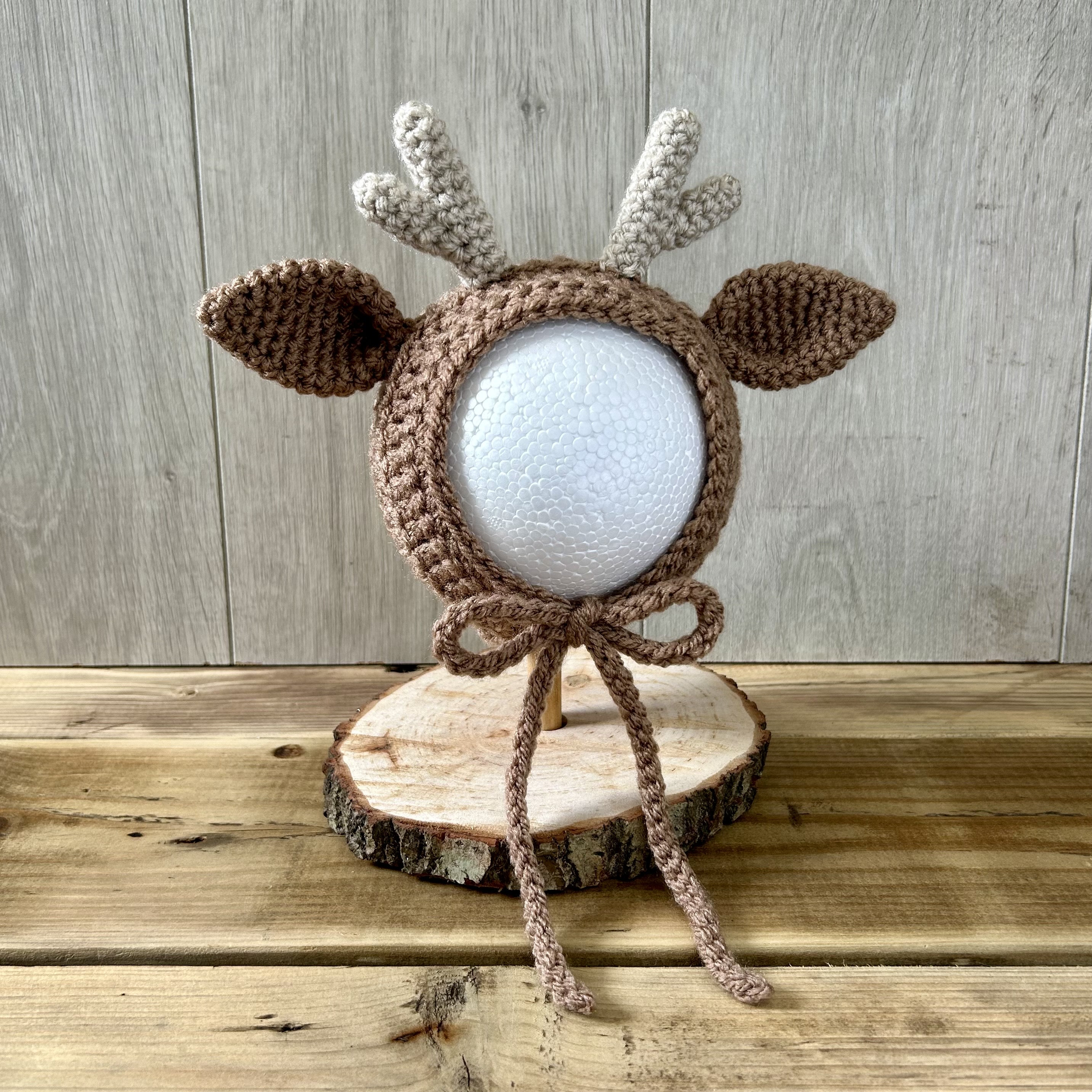Crochet Deer Bonnet: Handmade Woodland Animal Reindeer Hat - Etsy