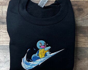 Pokemon Embroidery Sweater| Kawaii Squirtle | Squirtle Crewneck | Anime | Pokemon Crewneck | Squirtle Cute Embroidery | Squirtle Shirt