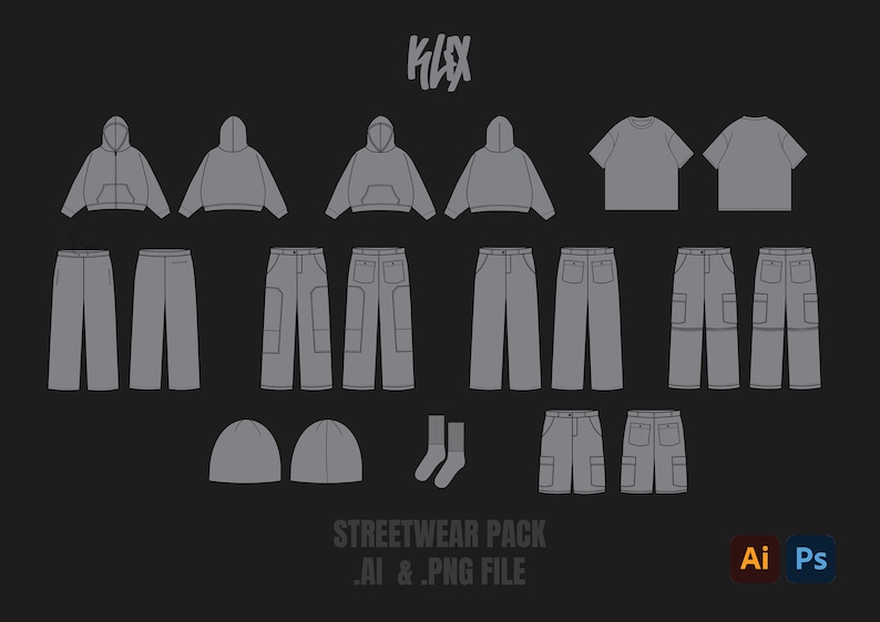 Streetwear Vector Mockup Pack Streetwear Mockup Template Pack Bundle ...