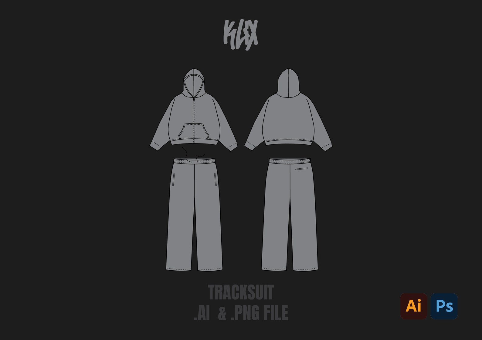 Tracksuit Template Oversize Tech Pack Streetwear Vector Template ...
