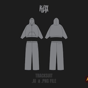 Könnte beinhalten: Ein grauer Trainingsanzug mit einem kurzen Kapuzenpullover und einer passenden Hose. Der Kapuzenpullover hat einen Reißverschluss und eine Kapuze. Die Hose hat einen Kordelzugbund und Taschen. Der Text "KIX" befindet sich oben im Bild.