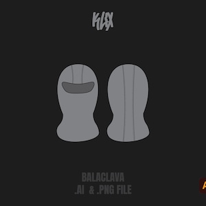Modello passamontagna Maschera da sci Pacchetto tecnico Modello vettoriale streetwear Illustrator Mockup Procrea Mockup Abbigliamento Piatto vuoto Vector Tech Pack