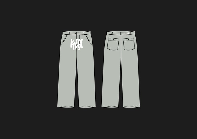 Baggy Jeans Template Tech Pack Streetwear Vector Template Illustrator
