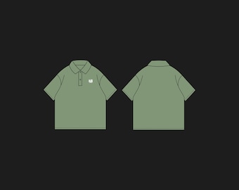 Oversized Polo Shirt Template Tech Pack Streetwear Vector Template