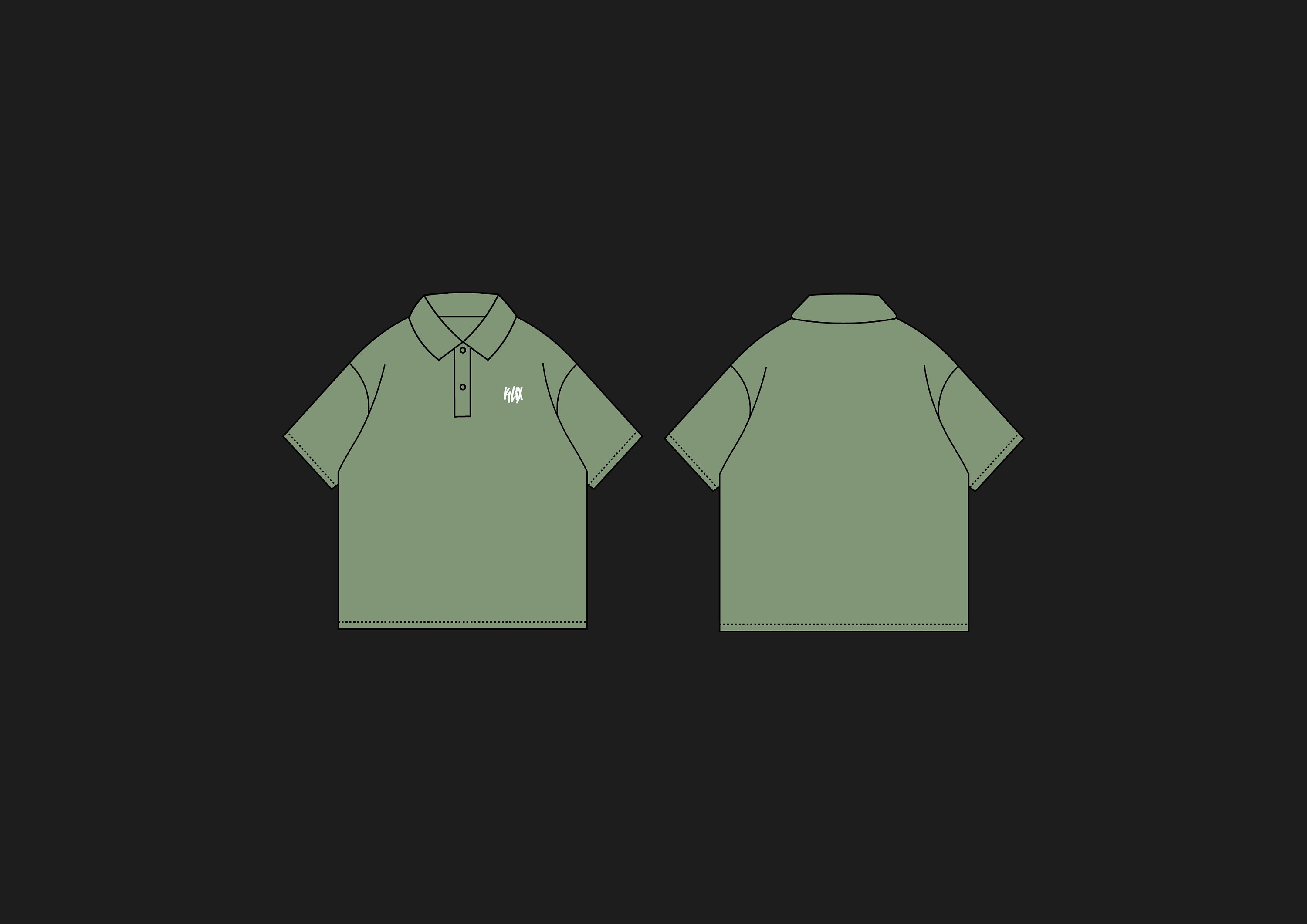 Oversized Polo Shirt Template Tech Pack Streetwear Vector Template 