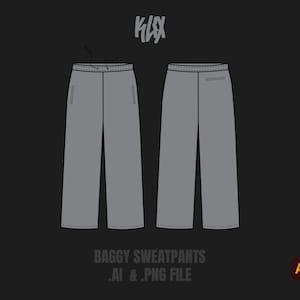 Baggy Sweatpants Template Wide Tech Pack Streetwear Vector Template