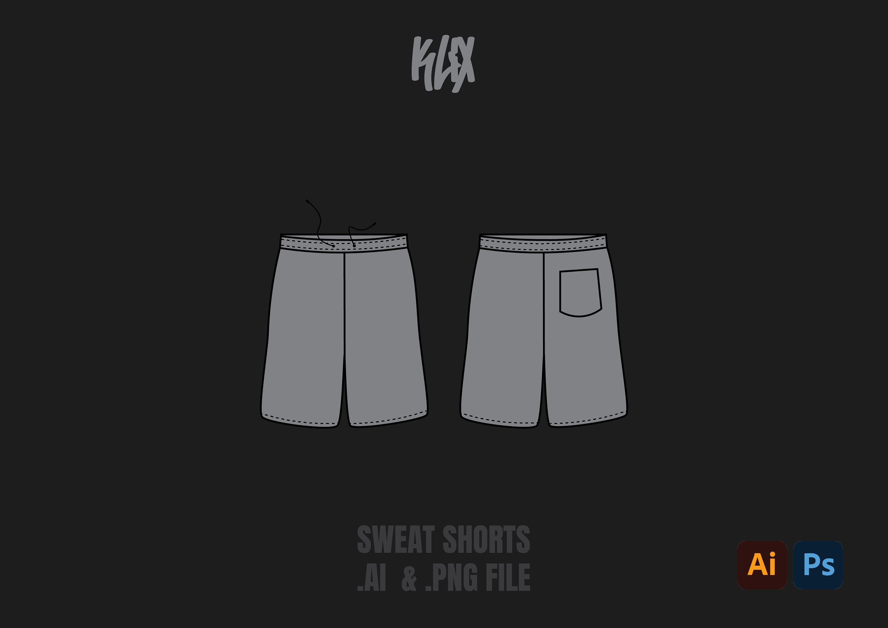 Sweat Shorts Template Pants Tech Pack Streetwear Vector