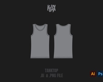 Tanktop Undershirt Template Tech Pack Streetwear Vector Template Illustrator Mockup Procreate Mockup Clothing Flat Blank Vector Tech Pack