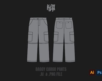 Cargo Pants Template Shorts Tech Pack Streetwear Vector Template