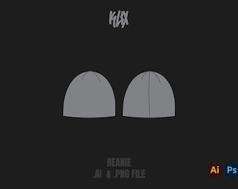 Beanie Template Tech Pack Streetwear Vector Template Illustrator Mockup Procreate Mockup Clothing Flat Blank Vector Tech Pack