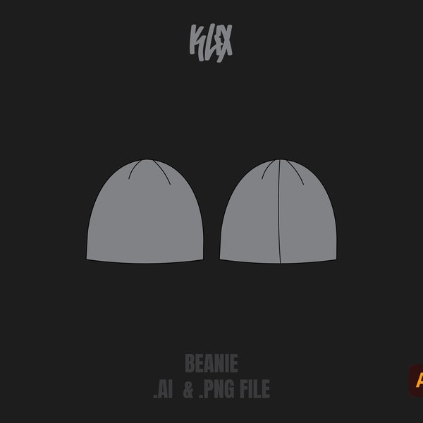 Beanie Template Tech Pack Streetwear Vector Template Illustrator Mockup Procreate Mockup Clothing Flat Blank Vector Tech Pack