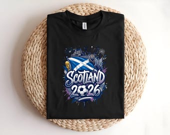 Scotland World Cup 2026 T-Shirt | Scottish Football Fan Apparel | Edinburgh Castle Stag Bagpipes Soccer Tee Gift