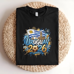 Maglietta Uruguay Coppa del Mondo 2026 / Maglietta per tifosi di calcio / Stile maglia da calcio con stampa effetto oro / Regalo per tifosi di calcio / Abbigliamento per il giorno della partita