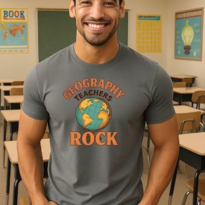 Geographie Lehrer Rock T-Shirt, Lehrer Geschenk, Klassenzimmer Bekleidung, lehrreiches Humor T-Shirt, Geschenk für Geographie Liebhaber