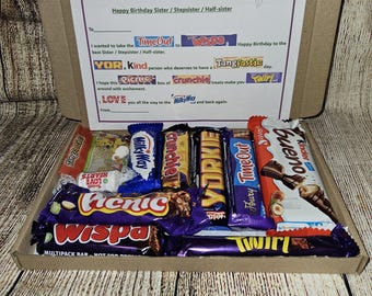 Personalised Birthday Sweet Treat Box for Sister, Step-Sister, Half-Sister | Custom Gift | Birthday Gift Box for Sister | Customised Sweets