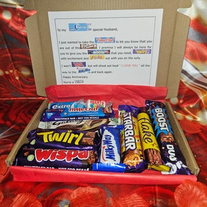 Happy Anniversary Husband | Boyfriend Anniversary Gifts | Sweet Treat Box | Sweet treat for Fiance | Anniversary sweets| Personalised gifts