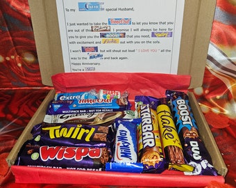 Happy Anniversary Husband | Boyfriend Anniversary Gifts | Sweet Treat Box | Sweet treat for Fiance | Anniversary sweets| Personalised gifts