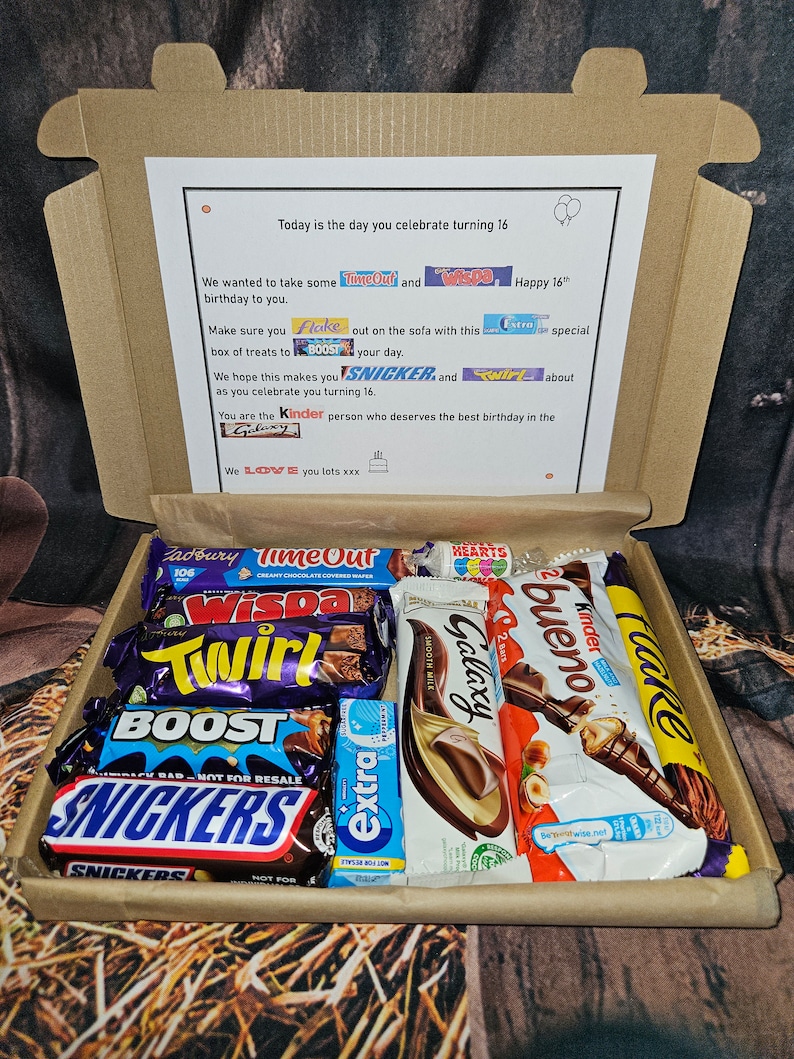 Sweet 16 Birthday gift | 16th birthday ideas | Happy birthday | Sweet treat box | Celebration gifts | Birthday present | 16th birthday