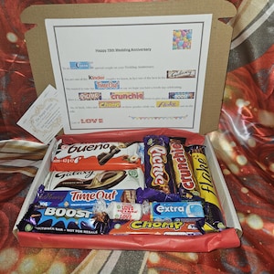 15th Anniversary Sweet Treat Box, Crystal Anniversary Gift,Personalised Sweet Box for Husband, Wife, Couple | 15 Year Anniversary Gift
