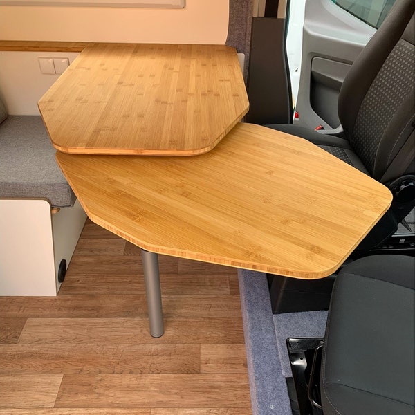 Rotary table bamboo table camper van dining table self-assembly motorhome