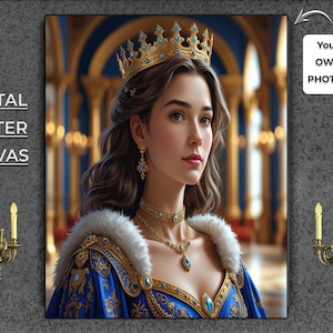 Custom Royal Portrait: Elegant Queen or Noble, Personalized Wall Art