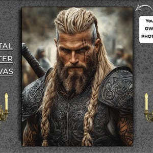 Transform your Photo into a Viking Portrait, immortalizing your Viking spirit with a Personalized Canvas Unique Viking Poster 18 Designs