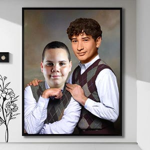 2 Personen Custom Step Brothers Familienporträt | Lustiges Porträt | Geschenkideen für die Familie | Personalisiertes Mama Geschenk | Geschenke für Sie