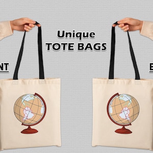 Weltkugel Tragetasche - Vintage Erdkarte Druck Canvas Tasche - Geographie Lehrer Geschenk - Eco wiederverwendbare Reisetasche für Entdecker & Studenten