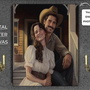 Custom Cow Boy Girl Couple Portrait Couple Portrait Canvas Poster from you Own Photo Picture Personalized Gift for Birthday Unique Gift Idea