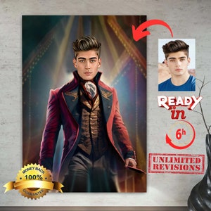 Retrato personalizado de &quot;El Gran Showman&quot;: Regalo familiar personalizado