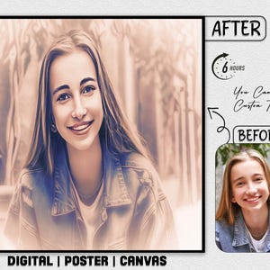Custom Soft Glow Vintage Portrait From Your Photo, Effect Social Media Profile, Picture Selfie, Logo, Stylish Design Digital Poster Canvas