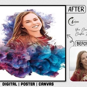 Custom Soft Sketch Glow Watercolor Pencil Art Portrait Art Effect Portrait Your Photo Social Profile Picture Stylish Digital Poster Canvas