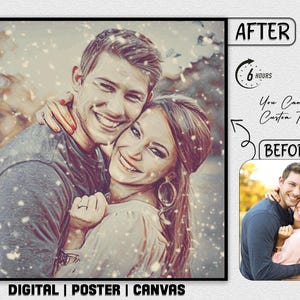 Custom Romantic Snowfall Art Effect Portrait Your Photo Effect Social Media Profile Picture Selfie Logo Stylish Design Digital Poster Canvas