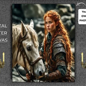 Custom Viking Woman warrior Portrait, Ragnar, Lagertha Inspired Historical Art , Trun Your Photo Into Viking Portrait,  Unique Viking gifts.