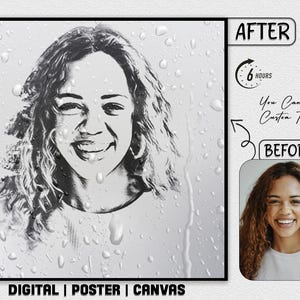 Your Photo Custom Pencil Art Rain Drop Effect Stylish Portrait Special Theme Portrait Social Profile Picture Stylish Digital Poster Canvas