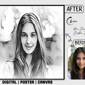 Custom Soft Sketch Glow Watercolor Pencil Art Portrait Art Effect Portrait Your Photo Social Profile Picture Stylish Digital Poster Canvas