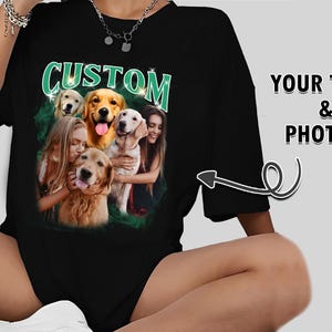 Custom Photo Bootleg Girlfriend 6 Face 90s Retro Vintage T-Shirt, Shirt with Face on It for Boyfriend Birthday Gift, Pictures Tee for Couple