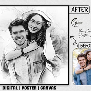 Your Photo Custom Pencil Sketch Effect Portrait Pencil Art Portrait Art Effect Portrait Social Profile Picture Stylish Digital Poster Canvas