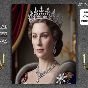 Custom Royal Portrait: Personalized Queen Style Canvas Art