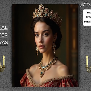 Custom Royal Portrait Canvas, Regal Queen or Princess Art